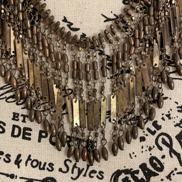 *Host Pick* Bronze Bib Fringe Statement Necklace - Picture 2 of 4